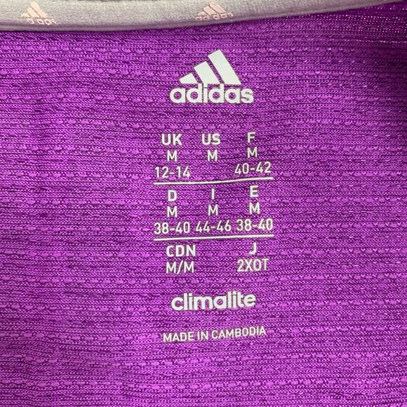 Adidas Climalite Tee Shirt Womens M Purple Crew Neck Performance Short Sleeve - Picture 7 of 9